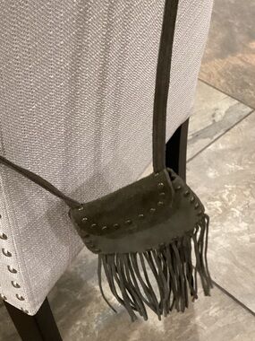 Olive Suede Fringe Crossbody Mini Bag